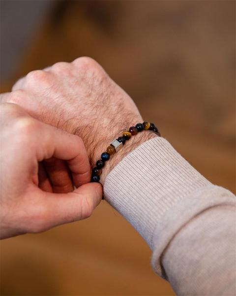 Armband mit 6 mm Tigerauge-Stein in 3 Farben - 3 Colours 6mm